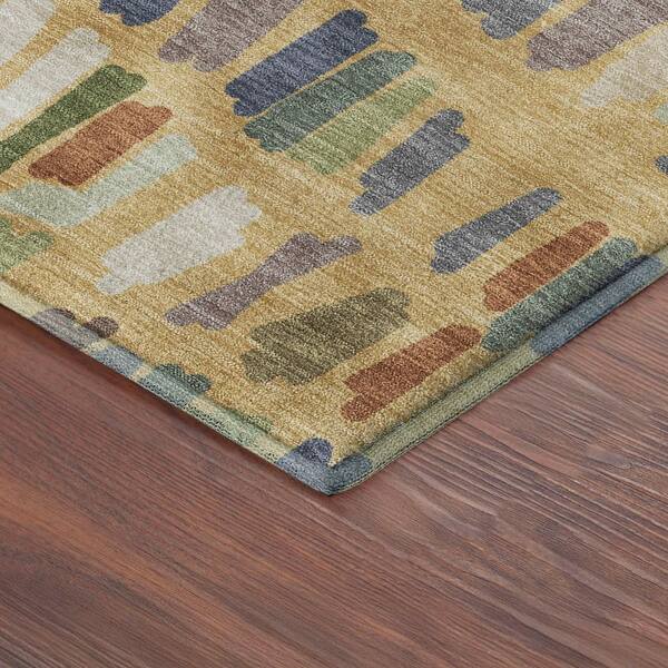 Mayfield Premium Machine Washable Abstract AMF2377 Gold 3 ft. x 4 ft. Area Rug