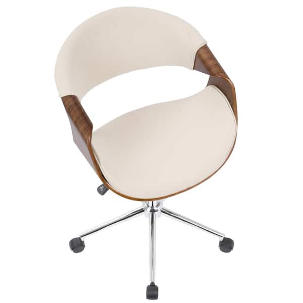 Lumisource Curvo Cream and Walnut Office Chair OFC-CURVO WL+CR