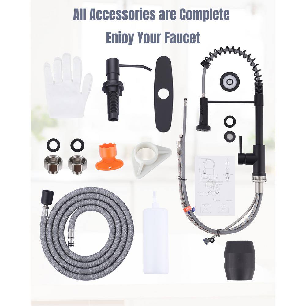 Matte Black Stainless Steel Kitchen Faucet with Pull Down Sprayer