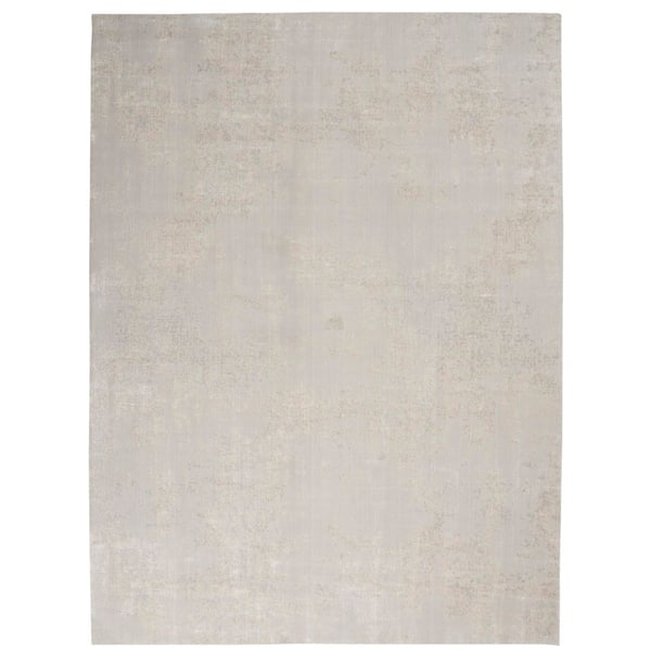 Nourison Sleek Textures Ivory/Grey 8 ft. x 11 ft. Abstract Modern Area Rug