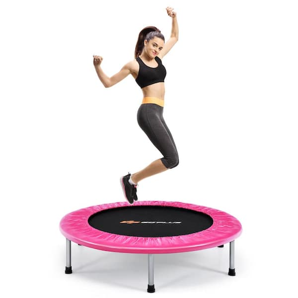 38 in. Mini Folding Trampoline Portable Recreational Fitness Rebounder Pink