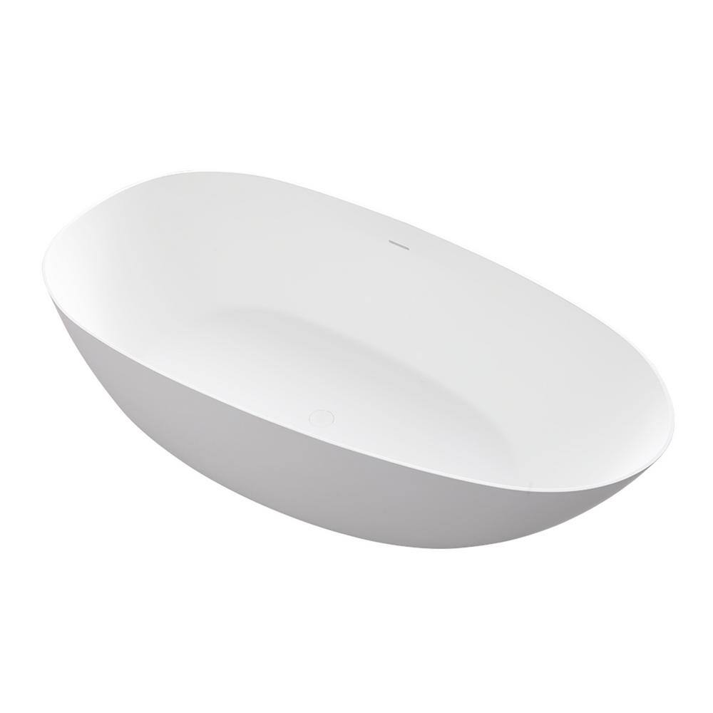 71'' White Acrylic Oval Freestanding Soaking Bathtub