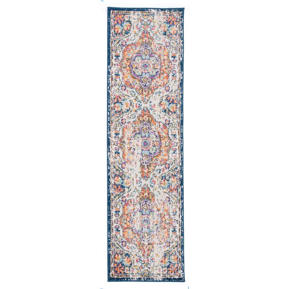 Multi-Color Distressed Bohemian Runner Rug 2' x 10'