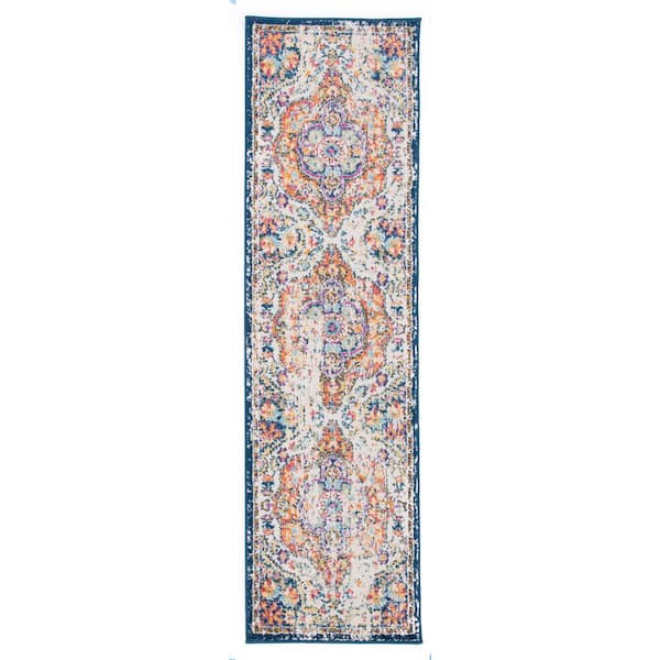 Distressed Vintage Bohemian Multi 24 in. x 120 in. Runner Rug