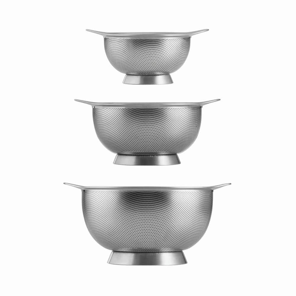 Tramontina 3-Piece Stainless Steel Micro-Perforated Colander Set