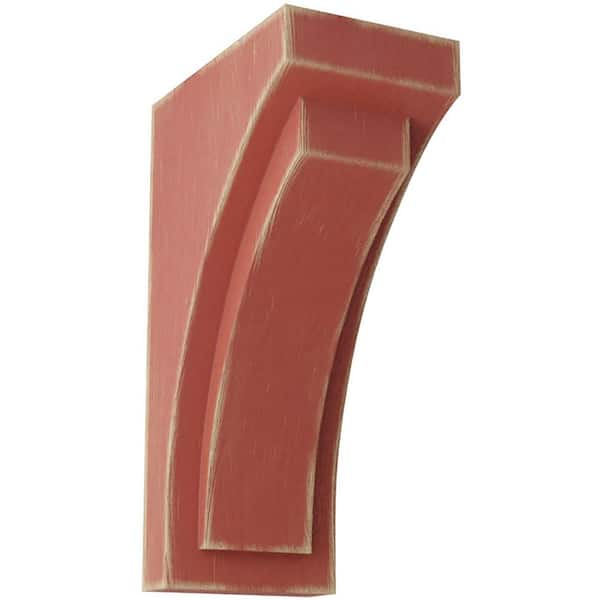 Ekena Millwork 3 in. x 8 in. x 4-3/4 in. Salvage Red Small Felix Wood Vintage Decor Corbel