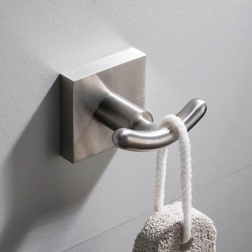 Brushed Nickel Modern Double Wall Mounted Robe Hook