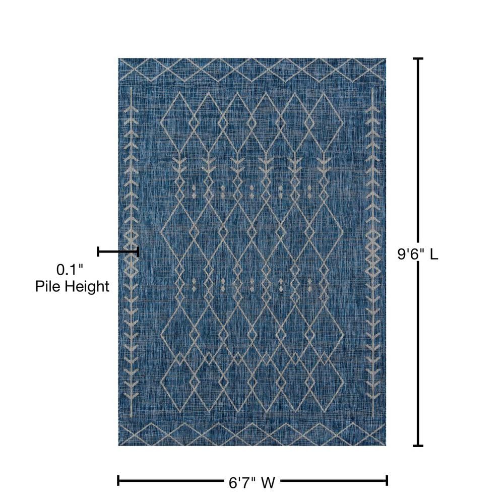 Villa Monaco 6'7" x 9'6" Blue Geometric Synthetic Rug
