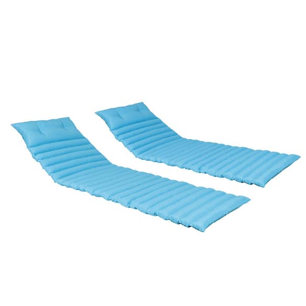 Otryad 24 in. W x 30 in. H 2-Piece Set Outdoor Chaise Lounge Replacement Cushion in Sky Blue