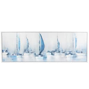 1- Panel Sail Boat Framed Wall Art with White Frame 24 in. x 65 in.