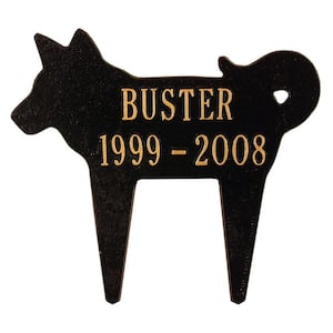 Black/Gold Two Line Lawn Silhouette Dog Marker