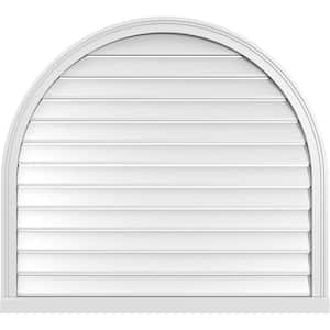 42 in. x 38 in. Round Top Surface Mount PVC Gable Vent: Functional with Brickmould Sill Frame