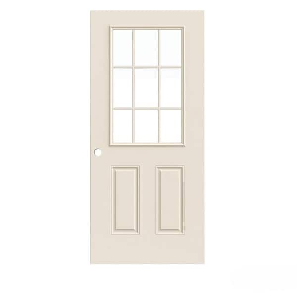 JELD-WEN 32 in. x 79 in. 9 Lite Primed Steel Universal/Reversible Entry Door Slab