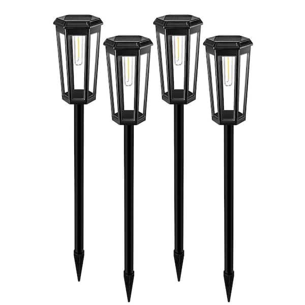 20 Lumens Black Integrated LED Weather Resistant Outdoor Solar Path Light (4-Pack)