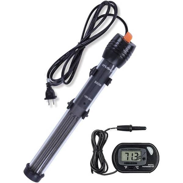 100-Watt Black Submersible Aquarium Heater with 2 Suction Cups Thermometer