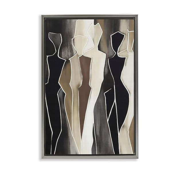 Stupell Industries Earthy People Silhouettes by LSR Creative Studio Gray Floater Frame Abstract Graphic Art Print 25 in. x 17 in.