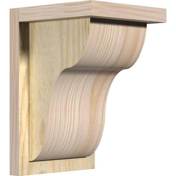 Ekena Millwork 8 in. x 8 in. x 12 in. Douglas Fir Carmel Rough Sawn Corbel with Backplate
