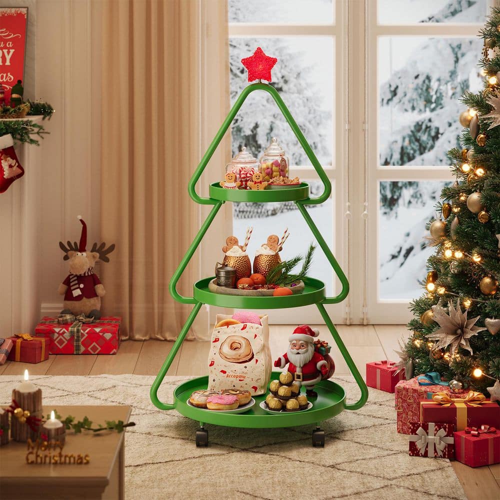 PINMOCO 19.49 in. Christmas Tree Metal Storage Rack Round Modern End ...