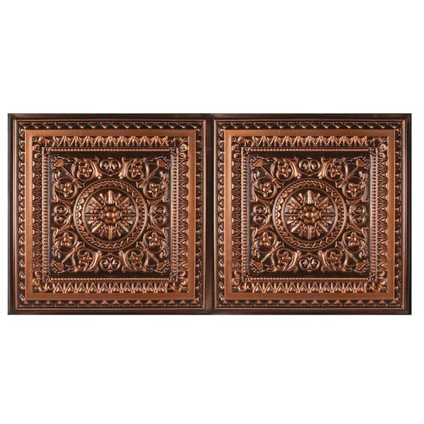 uDecor Marseille 2 ft. x 4 ft. Lay-in or Glue-up Border Ceiling Tile in Antique Copper (80 sq. ft. / case)