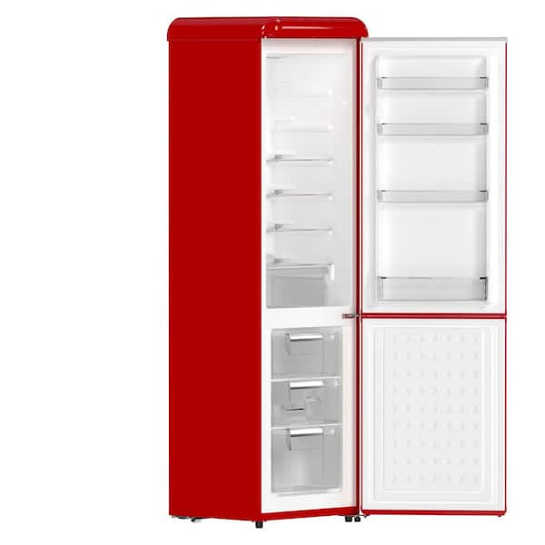 Forno Storico 22 in. Retro Bottom Freezer Fridge in Red, 9 cu. Ft