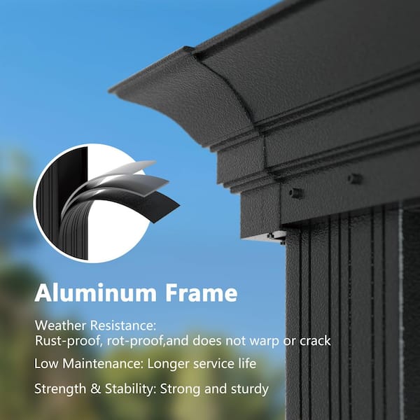 12 ft. W x 12 ft. D Aluminum Hardtop Gazebo with Galvanized Double Roof and Textilene Netting