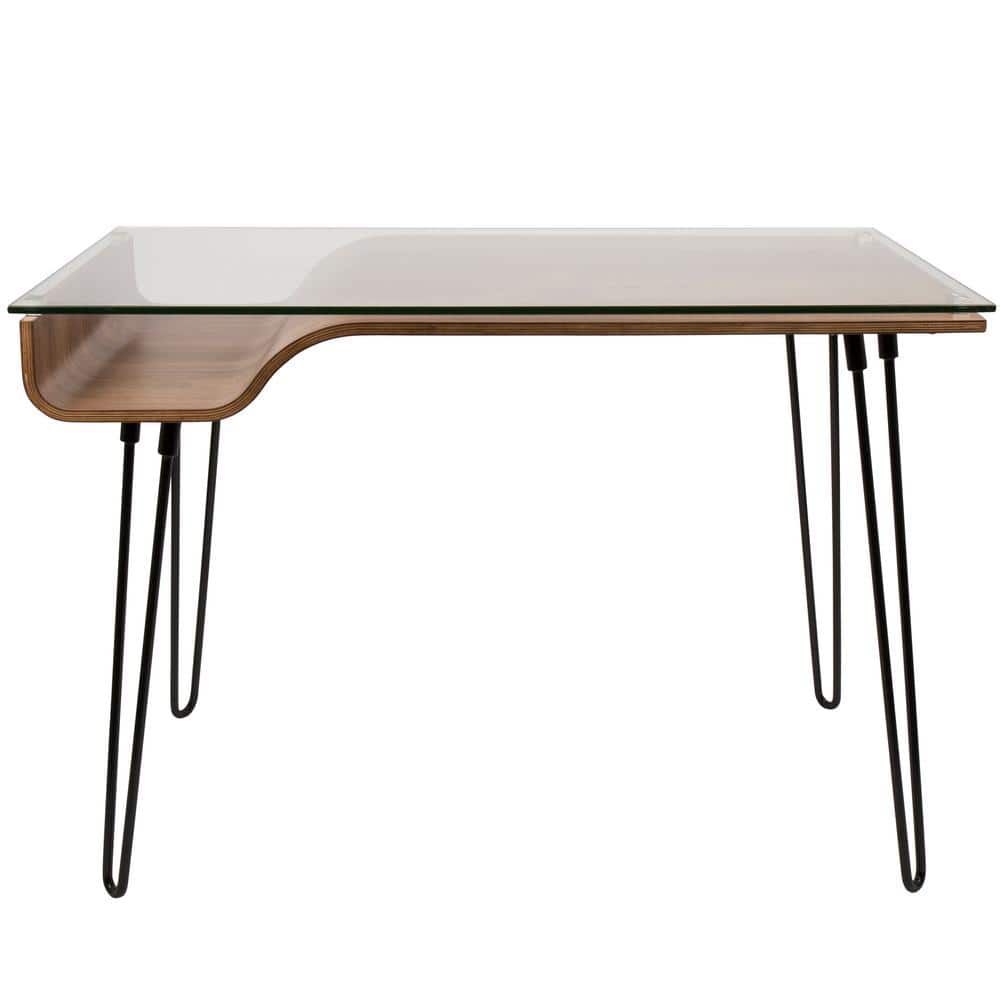 Contemporary Black and Brown Home Office Desk with Drawer