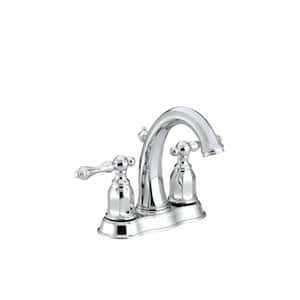 Kelston 4 in. Centerset 2-Handle Low-Arc Water-Saving Bathroom Faucet in Polished Chrome