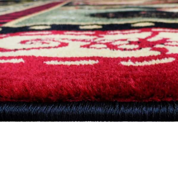 Gallus Collection 4' x 5' Red Rooster Themed Olefin Area Rug with