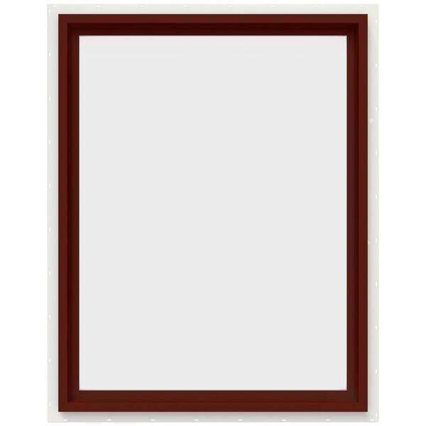 JELD-WEN 29.5 in. x 35.5 in. V-4500 Series Red Painted Vinyl Picture Window w/ Low-E 366 Glass