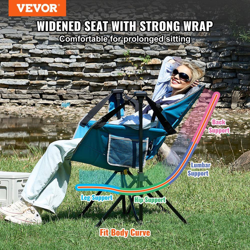 Blue Mesh and Steel Reclining Camping Hammock Chair