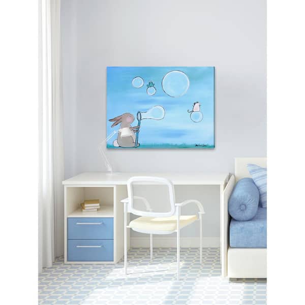 Unbranded 30 in. H x 36 in. W "Andrea Bunny Bubbles" by Marmont Hill Printed Canvas Wall Art