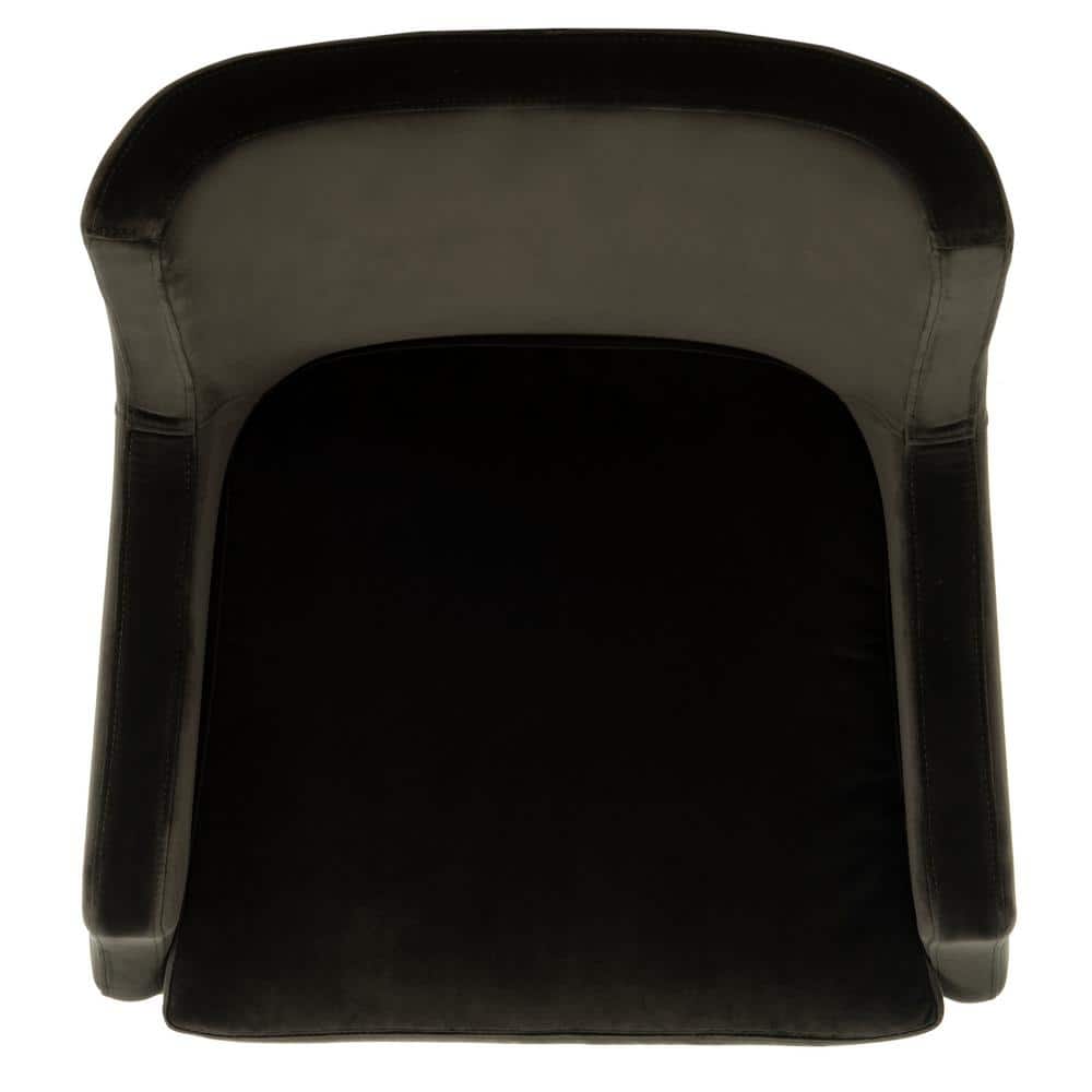 Black Velvet Transitional Arm Chair with Wood Legs