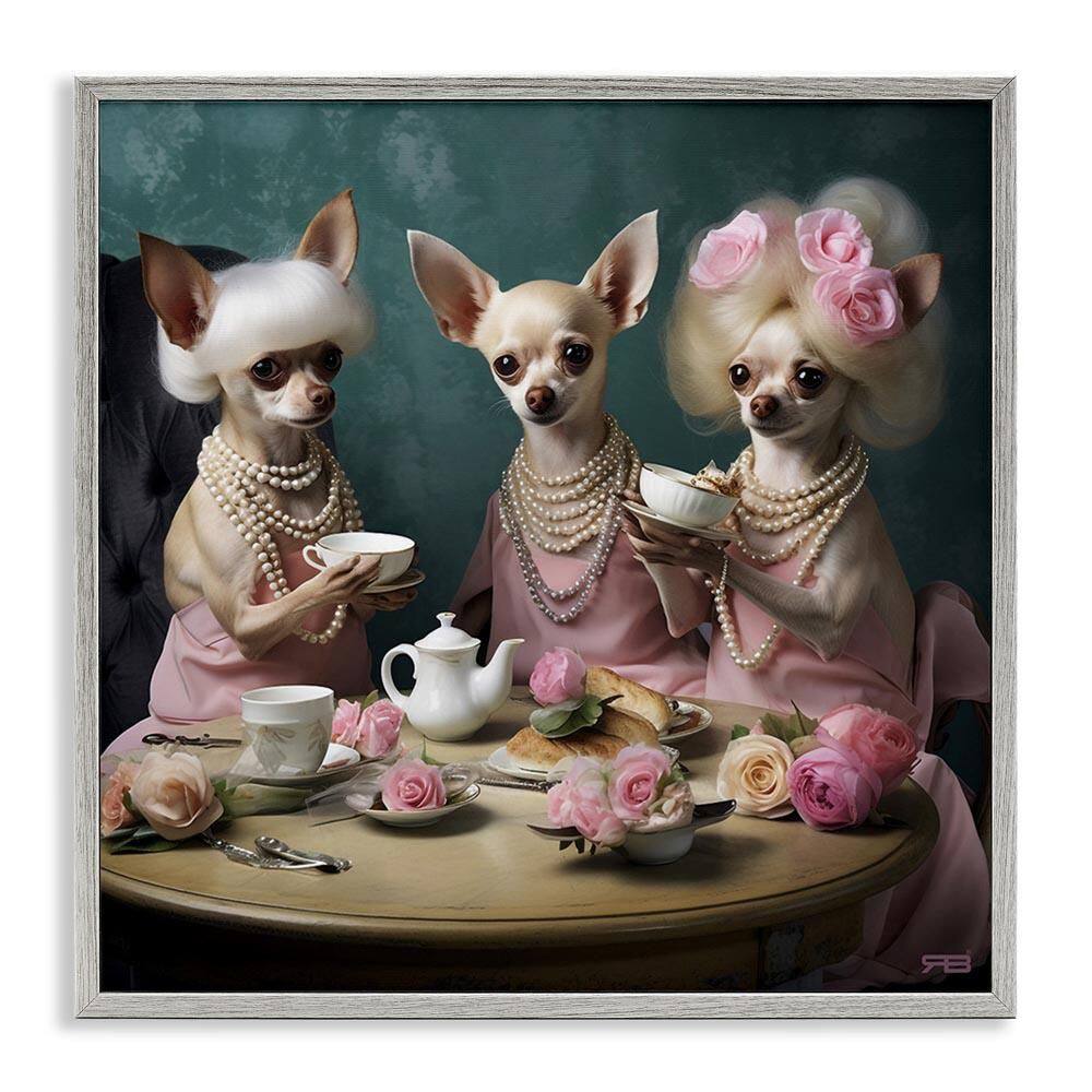 Chihuahua Tea Party by RB Gray Framed Giclee Art Print Animal 17 in. x 17 in. price history on PriceWatchPro