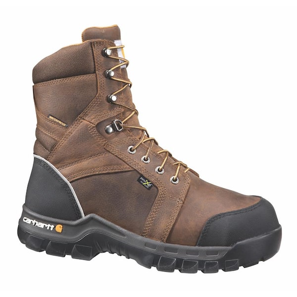 Carhartt Men's Rugged Flex Waterproof 8'' Work Boots - Composite Toe - Brown Size 9(W)