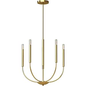 Bract 5-Light Indoor Heirloom Gold Modern Chandelier