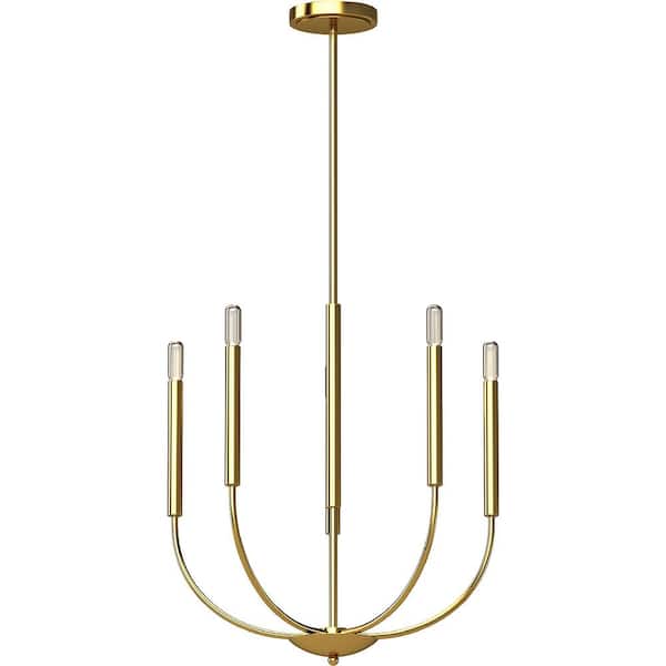 Volume Lighting Bract 5-Light Indoor Heirloom Gold Modern Chandelier