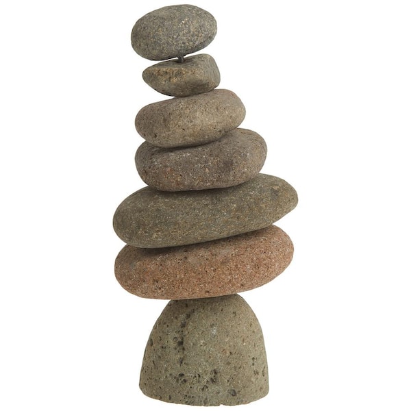 8 in. D x 4 in. W x 11 in. H 7-Stone Natural River Stone Cairn Landscape Rock Multicolor for Garden Lawns and Landscapes