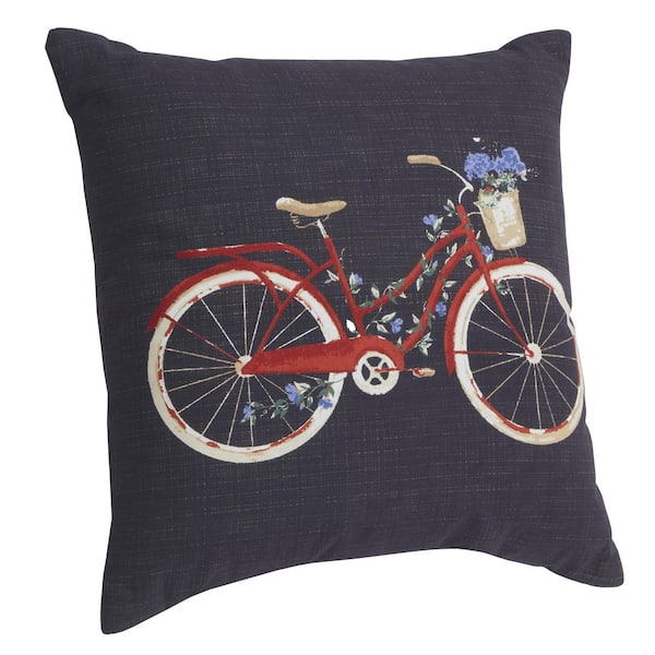 18 in. x 18 in. Outdoor Patio Throw Pillow in Bike