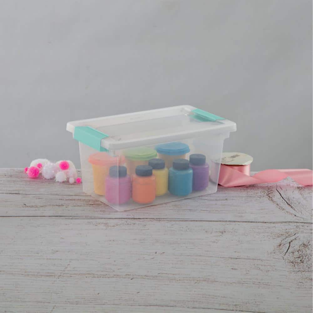 Clear and White 16 Quart Stackable Plastic Storage Drawers, Set of 18