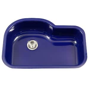 Houzer Porcela 31 in. Navy Blue Porcelain Enamel Steel Undermount Single Bowl Kitchen Sink - PCH-3700 NB