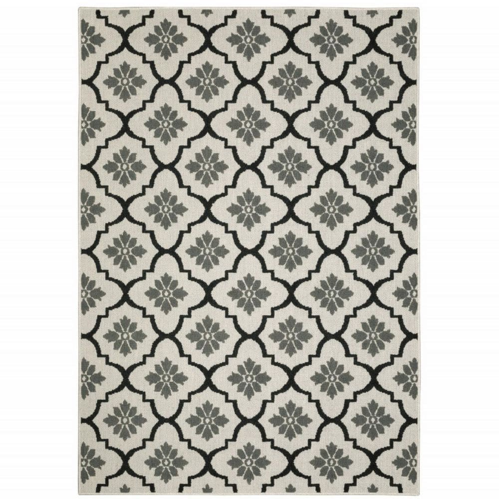 Beige, Black 8 ft. x 10 ft. Loomed Geometric Polypropylene Rectangle Indoor/Outdoor Area Rug price history on PriceWatchPro