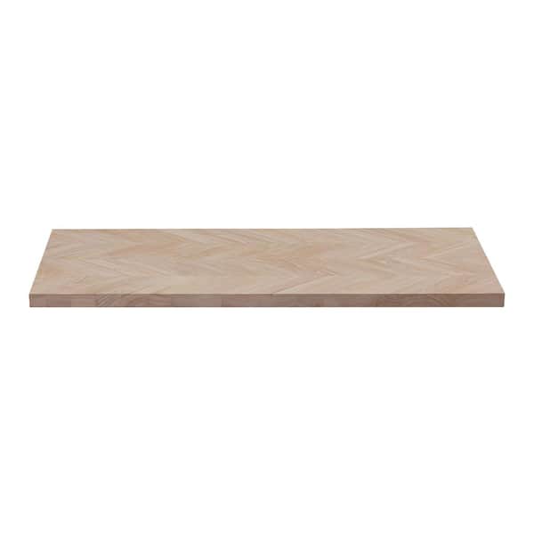 HARDWOOD REFLECTIONS 6 ft. L x 25 in. D Unfinished Hevea Chevron Solid Wood Butcher Block Countertop With Square Edge