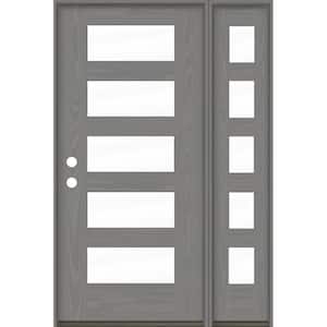 ASCEND Modern 50 in. x 80 in. 5-Lite Right-Hand/Inswing Clear Glass Malibu Grey Stain Fiberglass Prehung Front Door/RSL