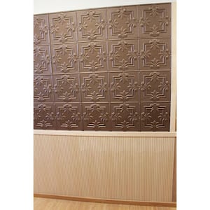 Dimensions Faux 2 ft. x 4 ft. Tin Style Ceiling and Wall Tiles in Bronze
