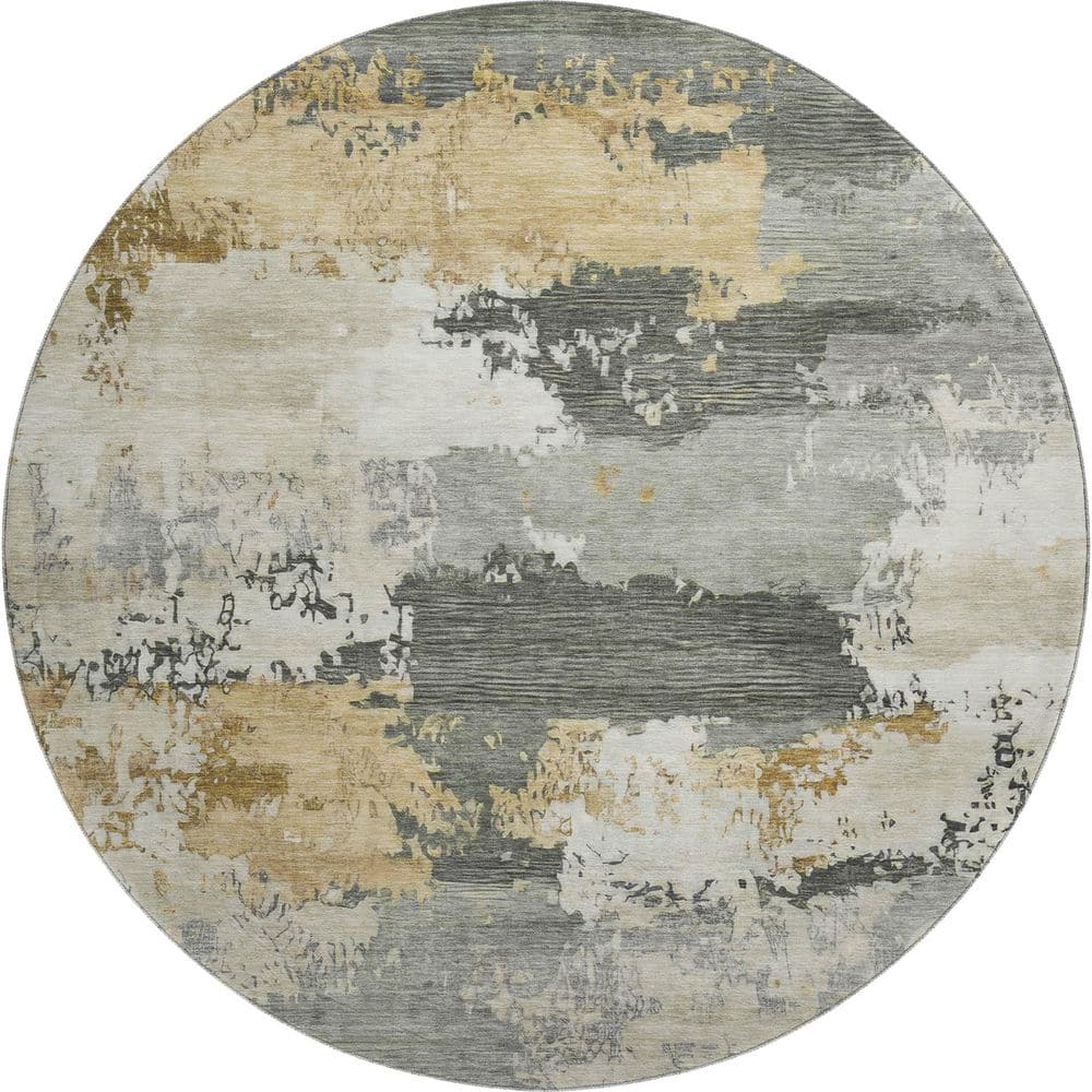 Mayfield Premium Machine Washable Abstract AMF2372 Basil 8 ft. x 8 ft. Round Rug price history on PriceWatchPro