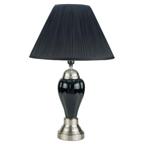 ORE International 27 in. Black/Silver Ceramic Table Lamp