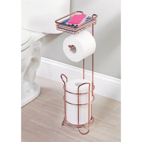 Home Basics Free-Standing Heavy Duty Sleek Dispensing Toilet Paper Holder,  Chrome, BATH ORGANIZATION