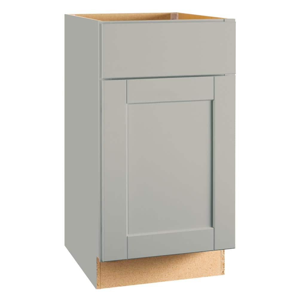 Hampton Bay Shaker 18 in. W x 24 in. D x 34.5 in. H Assembled Pull Out  Waste Bin Base Kitchen Cabinet in Satin White KBW18-SSW - The Home Depot