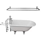 4.5 ft. Cast Iron Ball and Claw Feet Roll Top Tub in White with Polished Chrome Accessories
