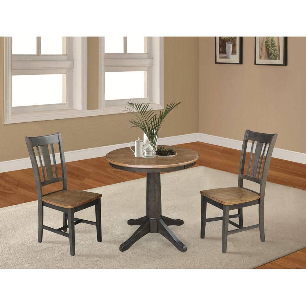 Eco-Friendly Round Solid Parawood Dining Table in Hickory Brown